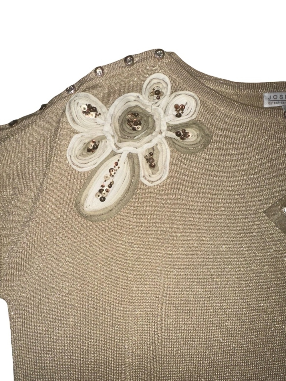 NWT Joseph A. metallic gold short-sleeve knit top size XL - Picture 2 of 12